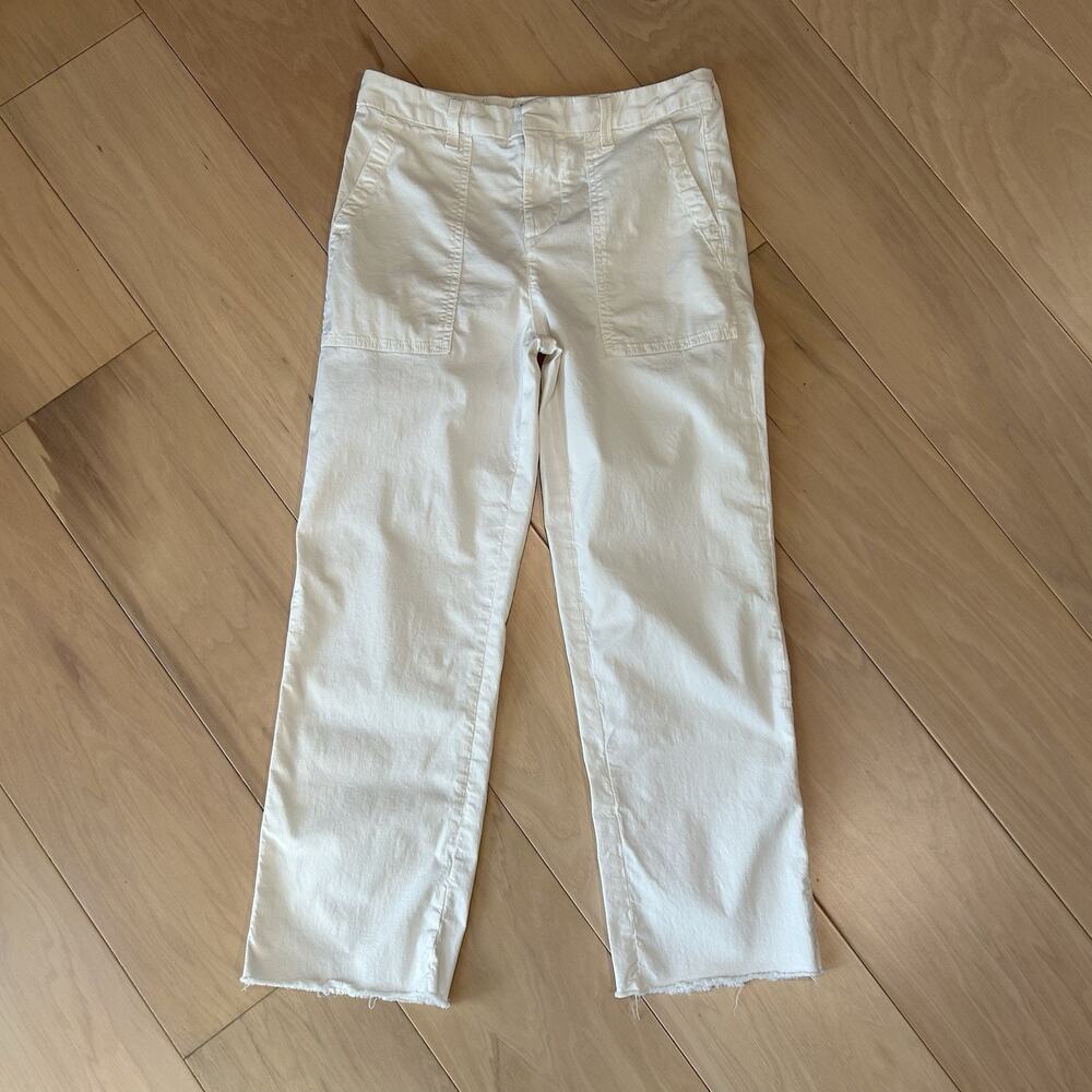 Frank & Eileen Blackstone Utility Twill Pants White Raw Hem Women’s 4